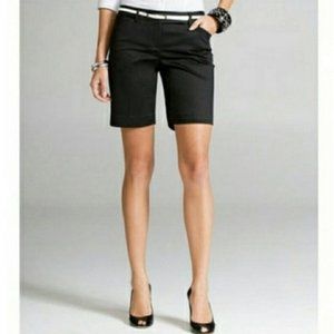 Express Black Bermuda Shorts Satin Preppy Work Cotton Casual Classic Party 2
